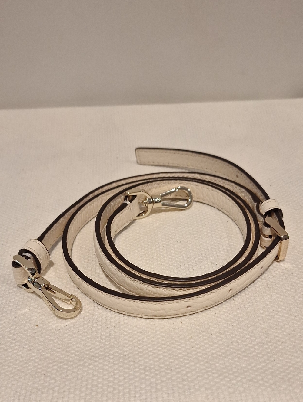 White Leather Crossbody Strap with Gold Hardware
